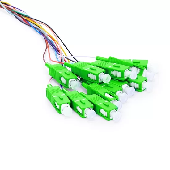 12 Fibers SC/APC Pigtail – G657A Singlemode, LSZH Jacket, Color-Coded